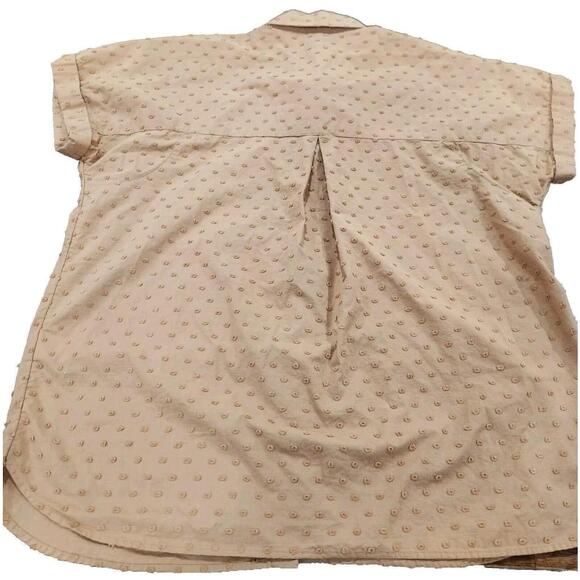 Orvis Womens Top Blouse Swiss Dot Button Up Short Sleeve Medium Dark Yellow - Picture 5 of 5